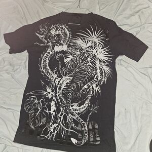 Diesel Black And Silver Black Graphic Tee with Silver Design